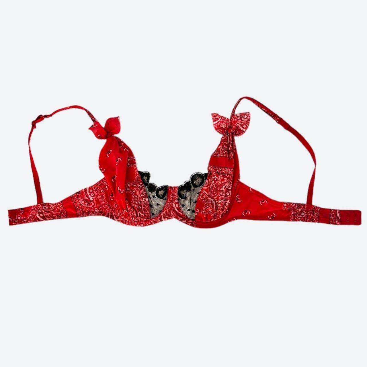 Chantal Thomass red Paisley print bra in very good... Depop