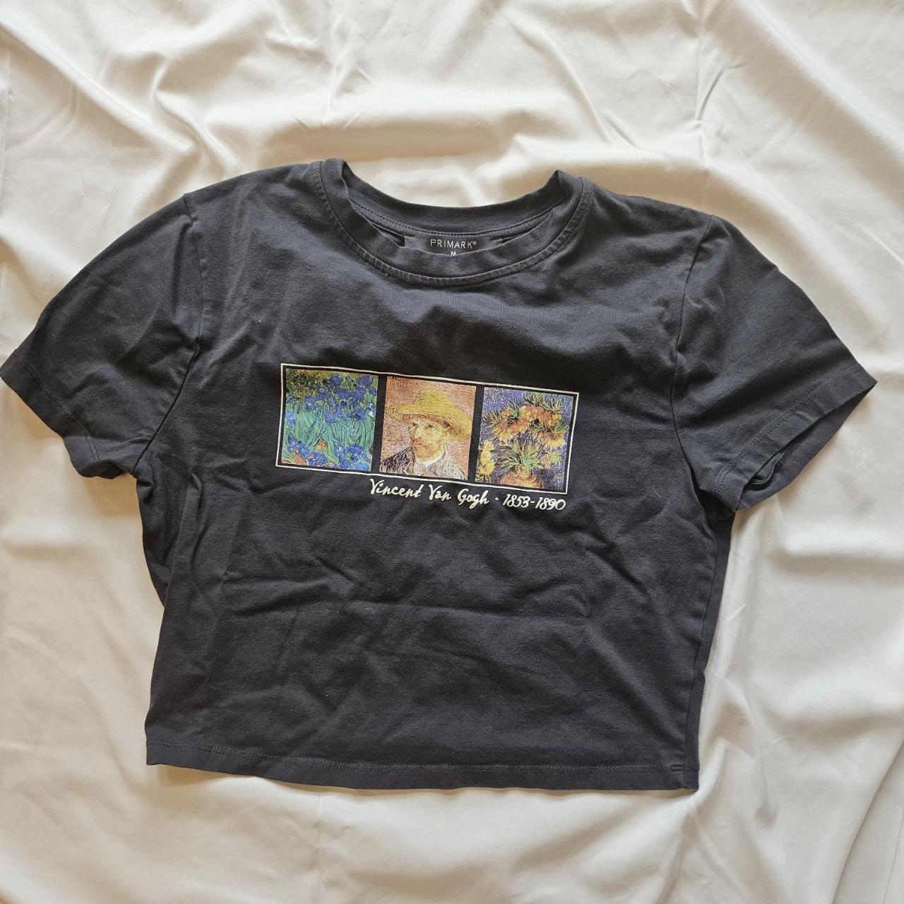 Primark Women's Crop top Grey M – M Van Gogh fitted crop tee