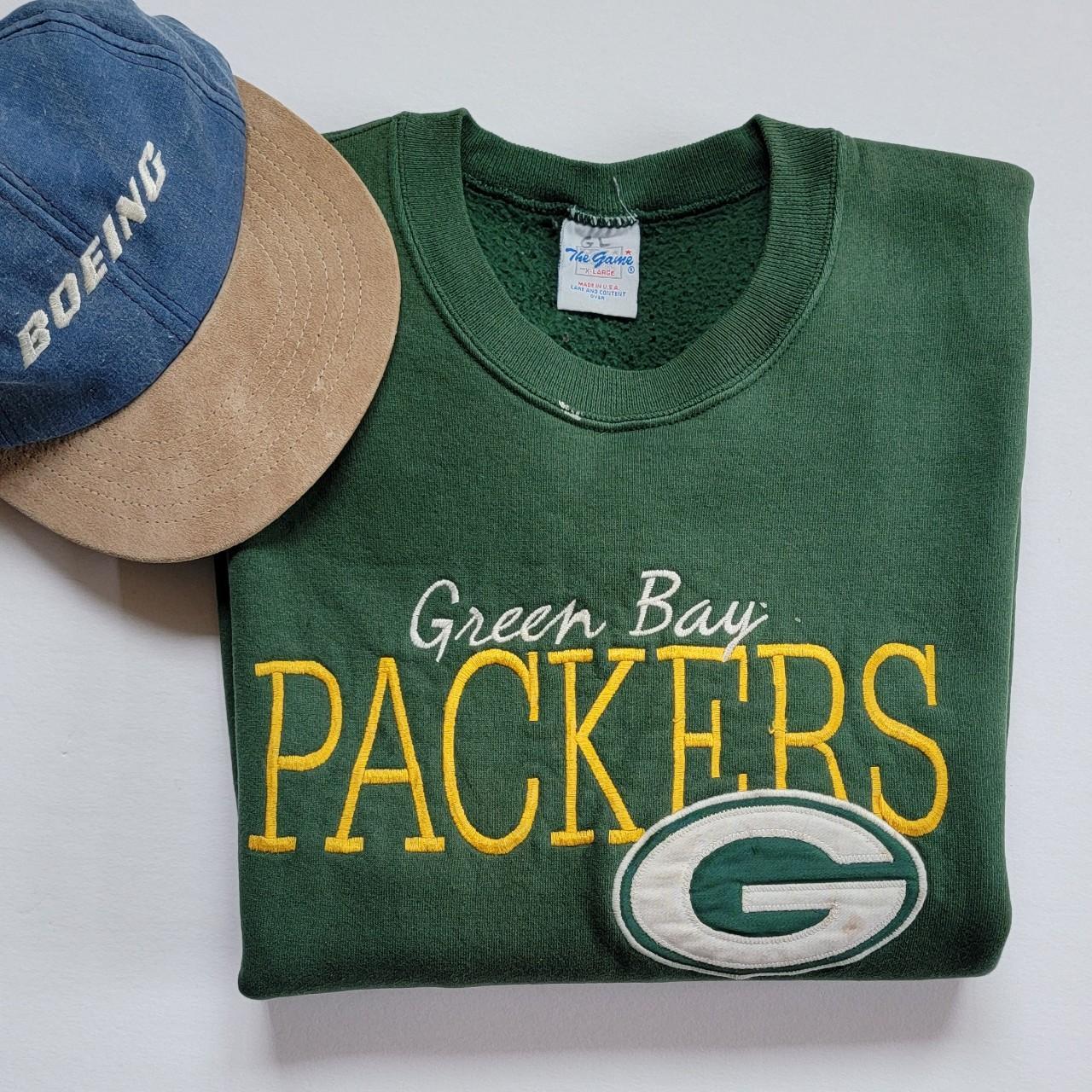 Vintage 90s Green Bay Packers Crew Neck Sweatshirt L - Depop