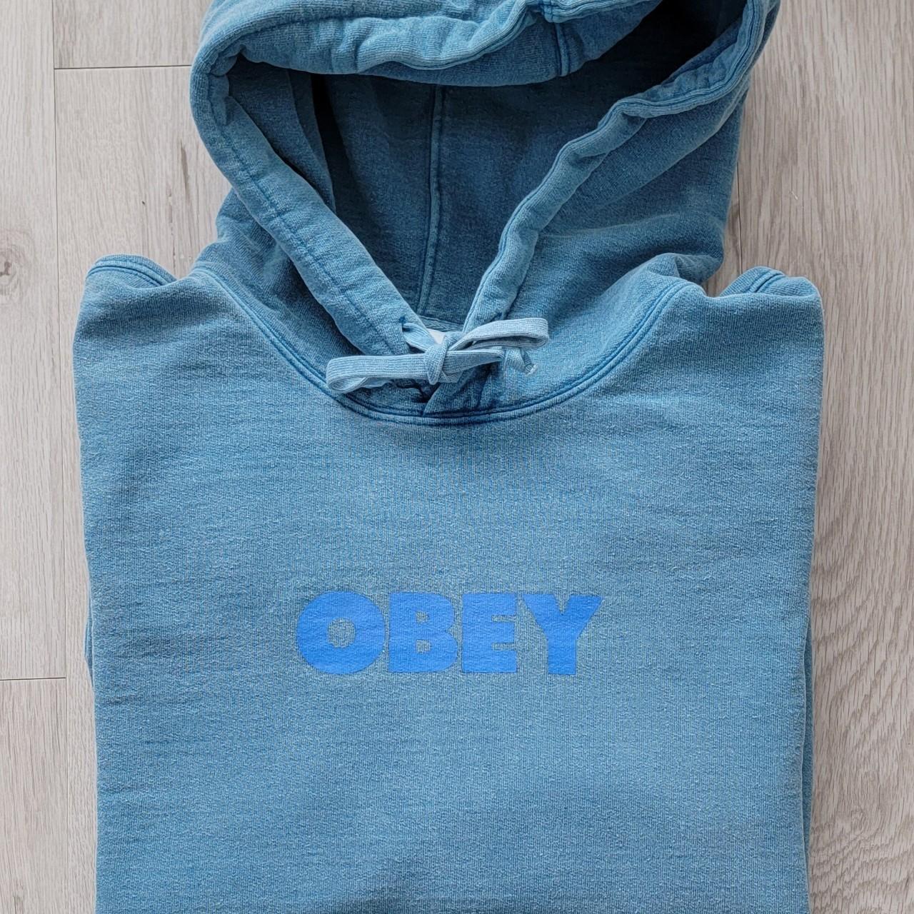 OBEY teal blue graphic logo vintage wash