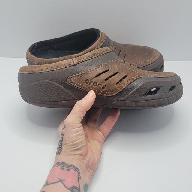 Crocs Yukon brown leather Gorpcore outdoor clogs Depop