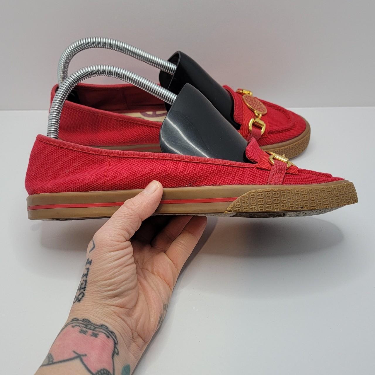 Etienne Aigner E Dazzy red canvas slip on gum sole Depop