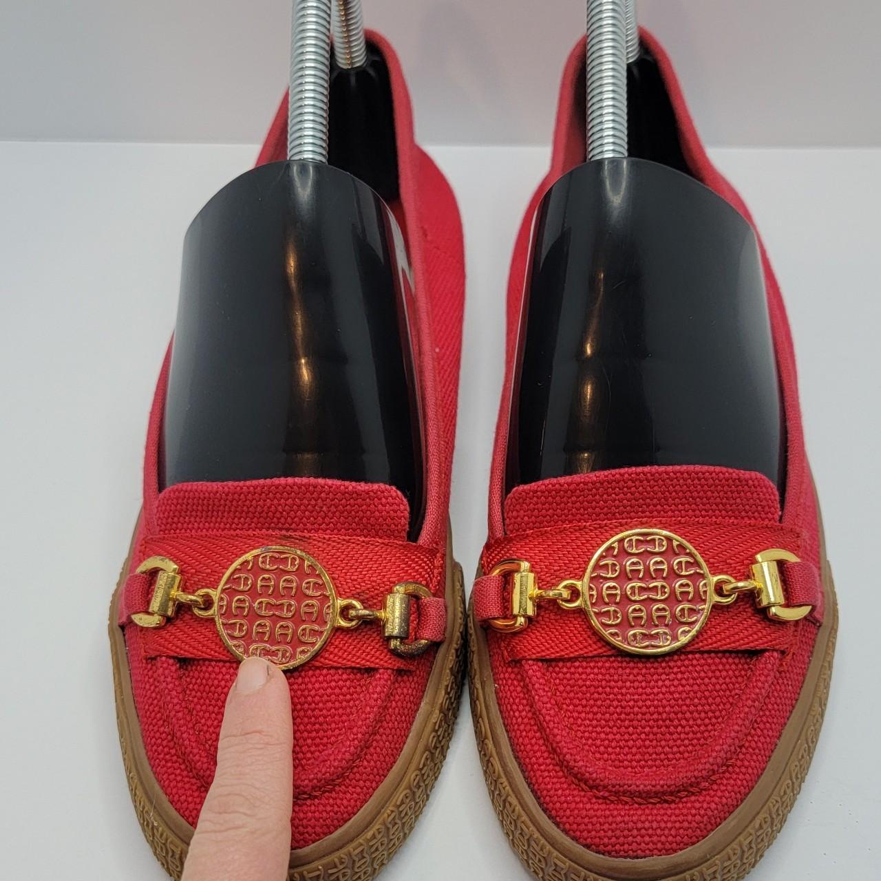 Etienne Aigner E Dazzy red canvas slip on gum sole Depop