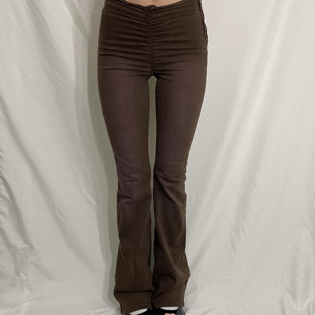 brown y2k flare pants from iamgia gently used but... - Depop
