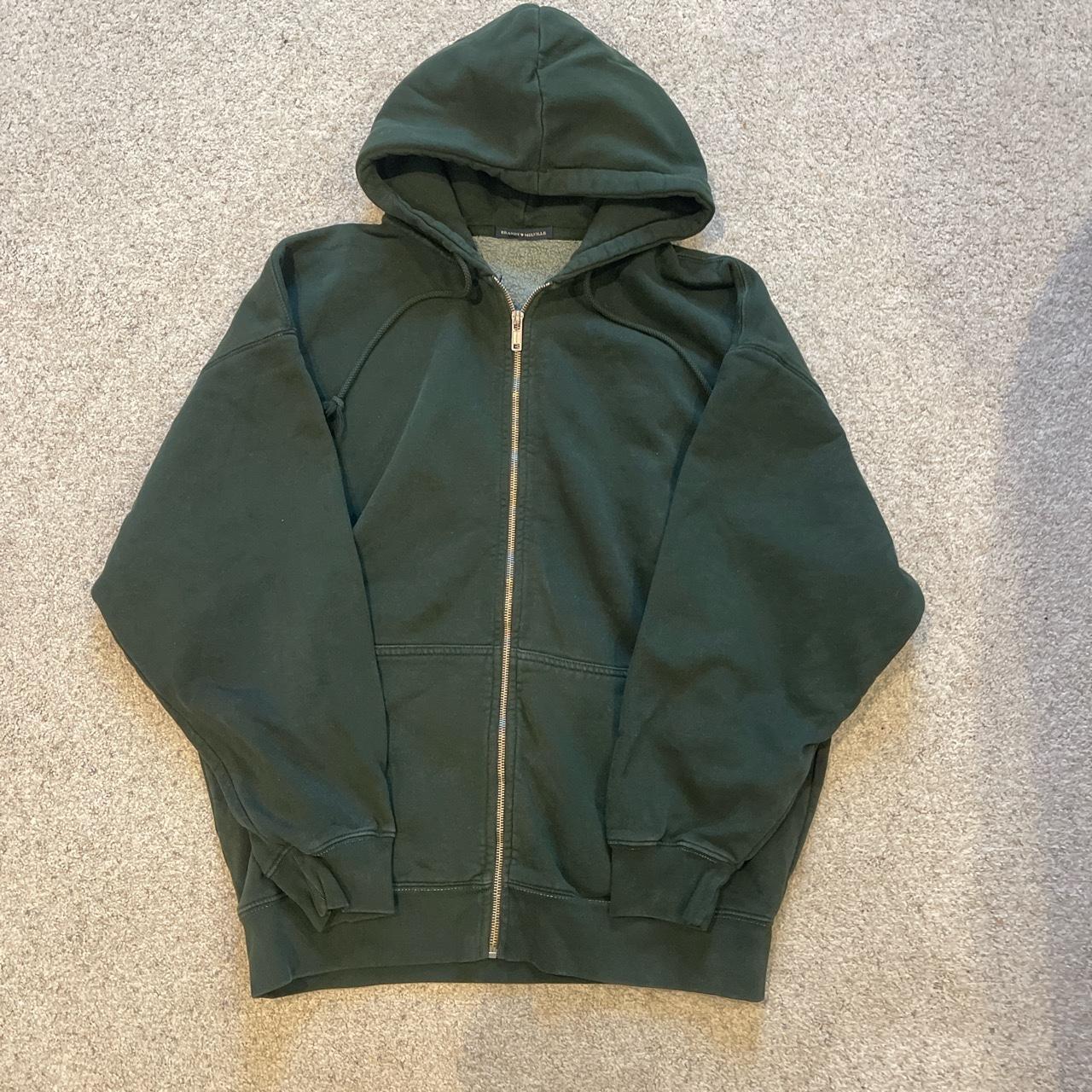 Dark green brandy Melville zip up. Depop