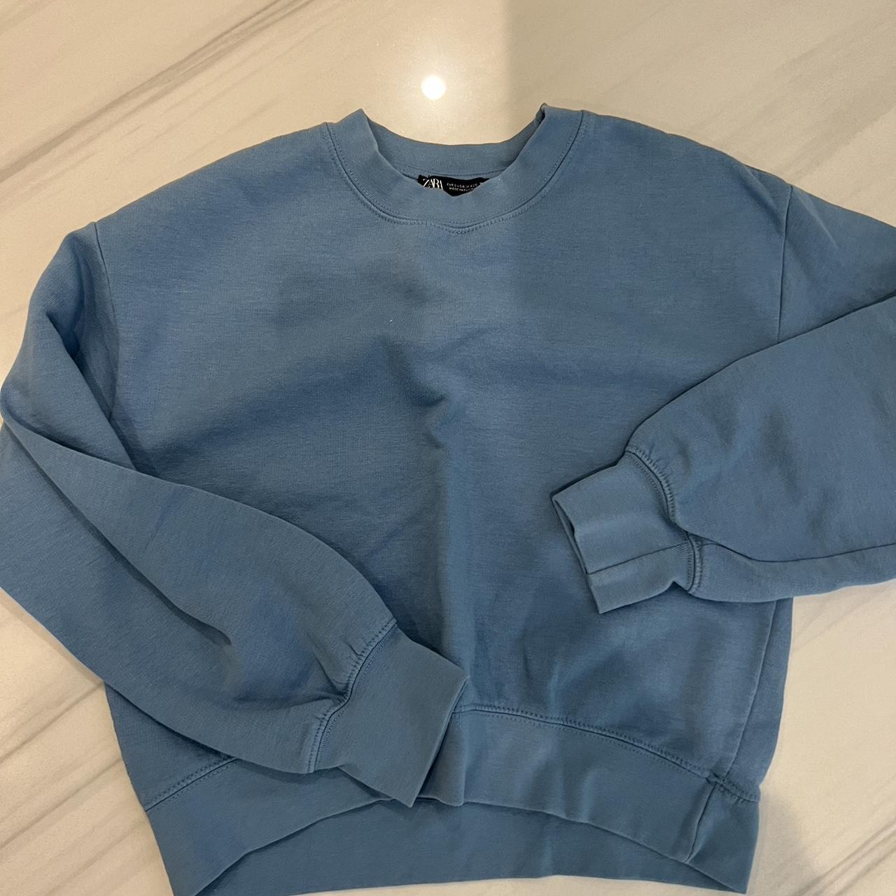 Blue Zara cropped sweatshirt Depop