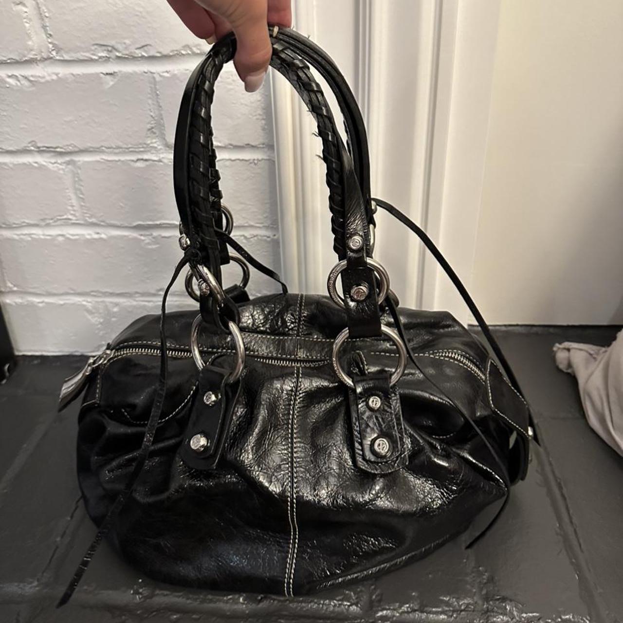 Francesco Biasia White Leather Leather Satchel Double Handled Handbag Purse  on eBid United States | 218536576