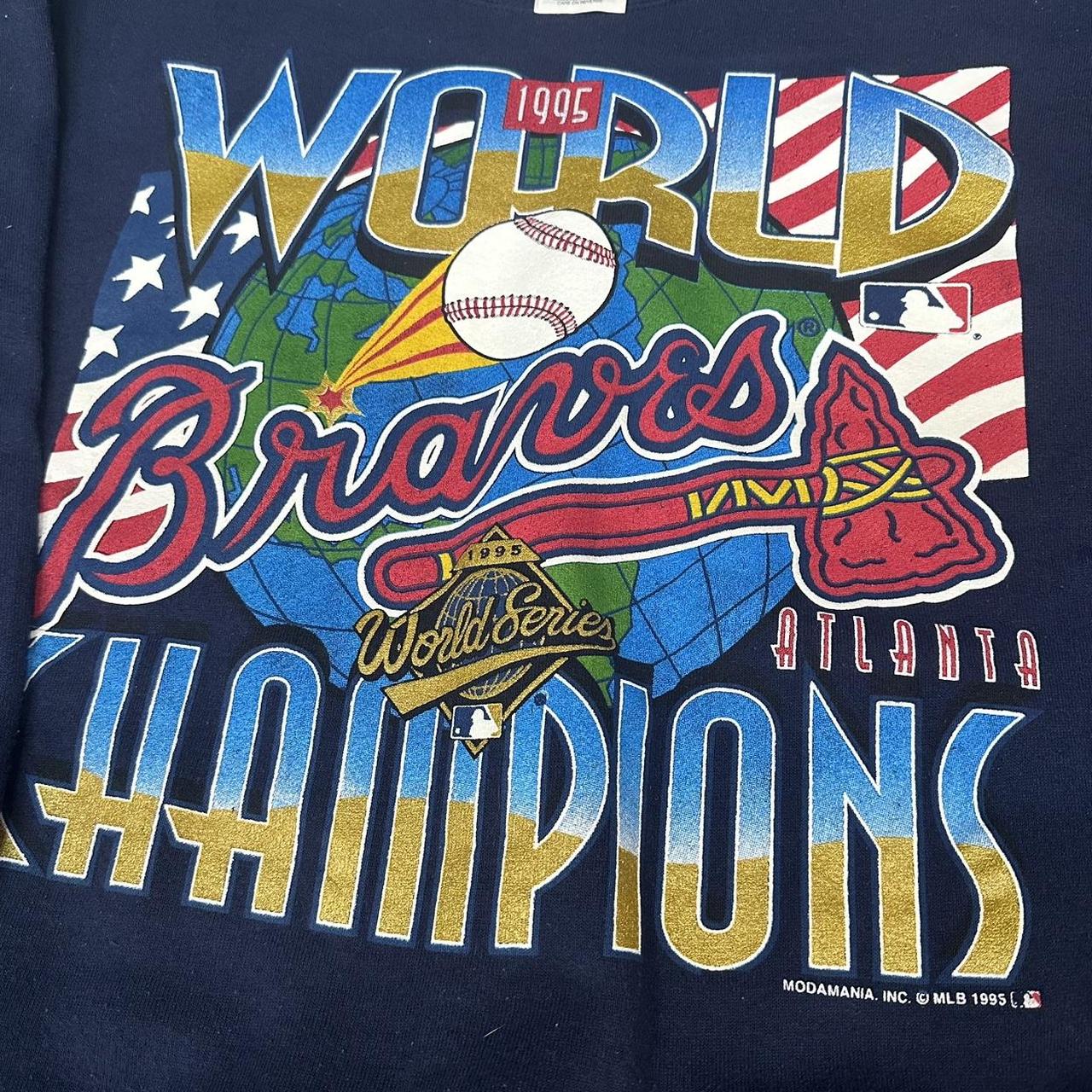 Vintage 1995 Atlanta Braves World Series Sweatshirt - Depop