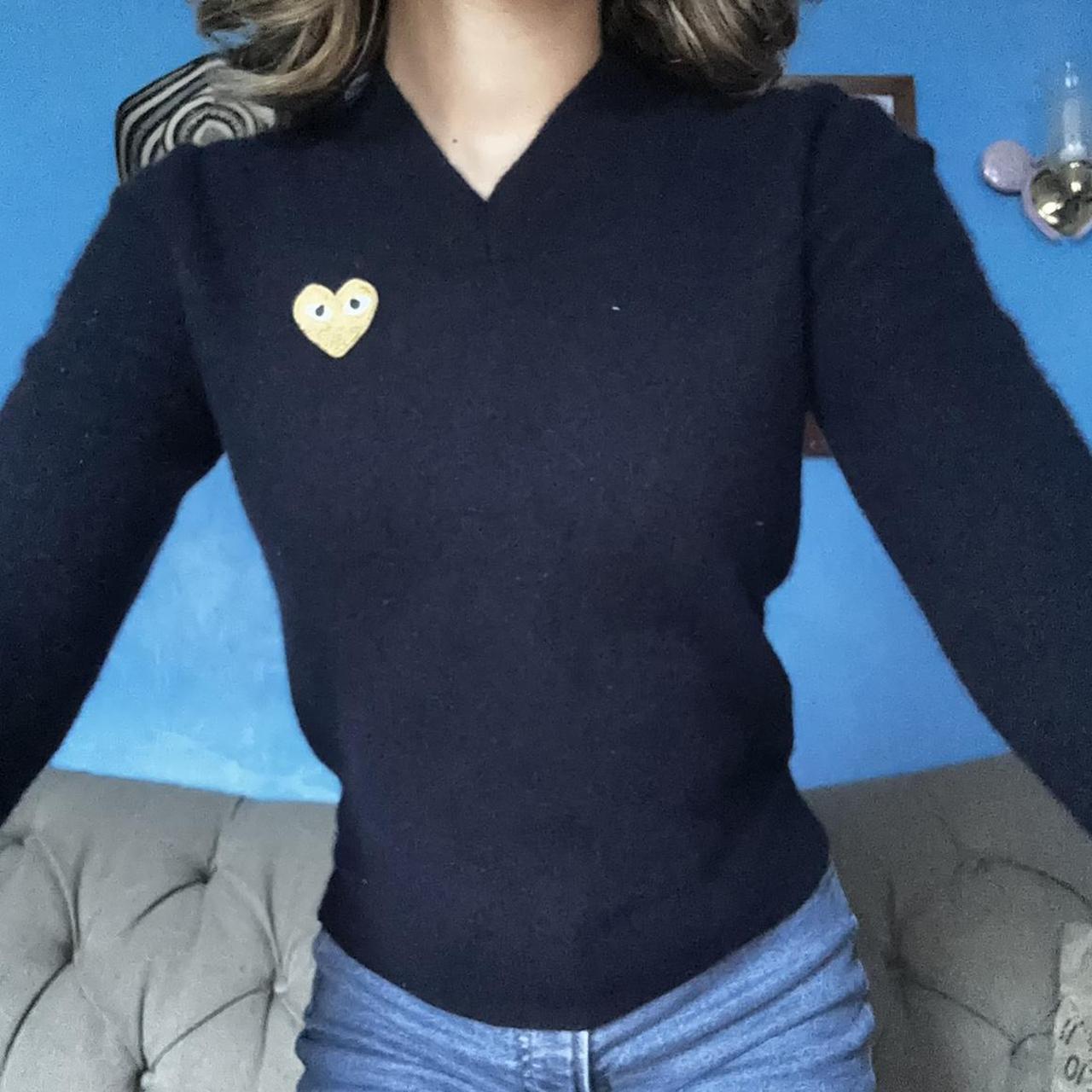 Comme des Garçons Play Women's Navy and Gold Sweatshirt