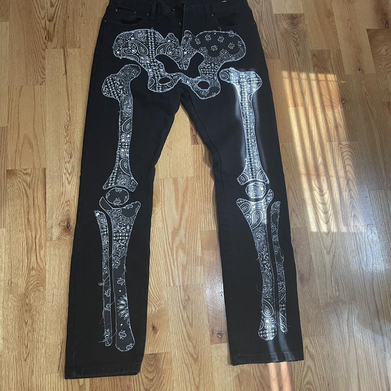 MNML Skeleton black jeans paisley tyle, worn once...