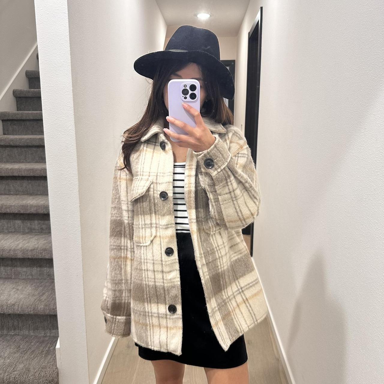 Bershka Plaid Oversized Shacket Jacket Bloggers. Depop