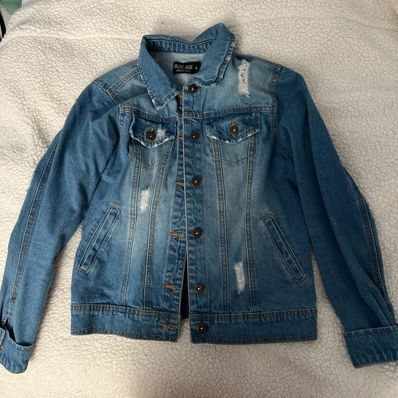 Blue distressed jean jacket. Barely worn. - Depop