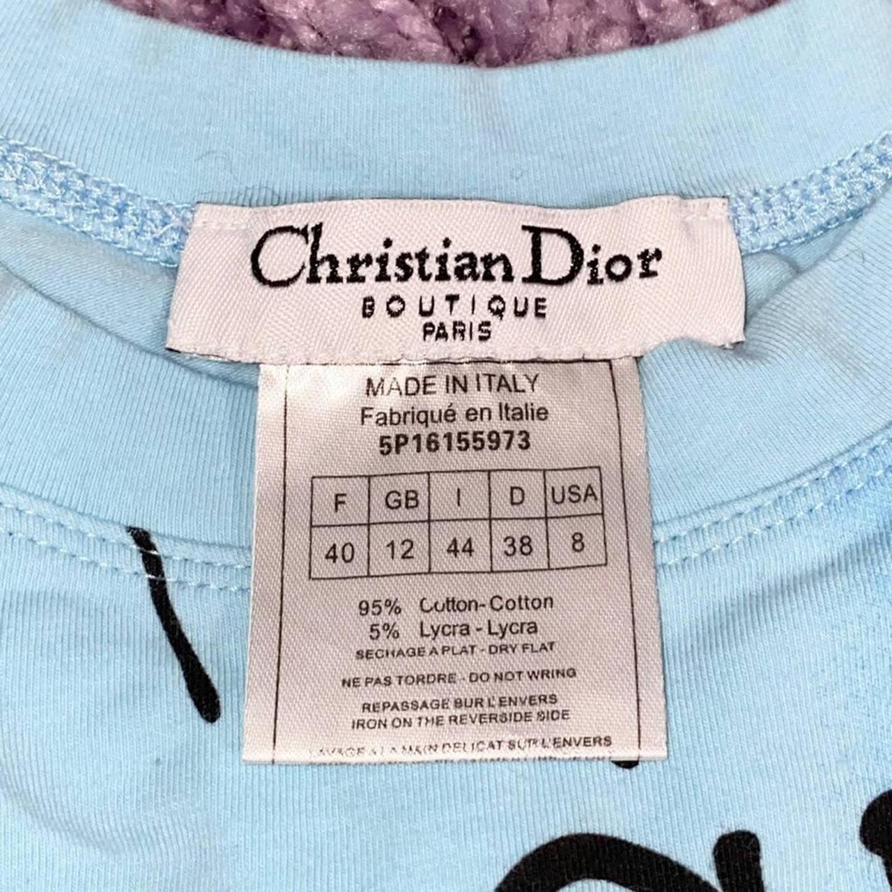 Christian Dior Light Blue Short Sleeve Stretchy Tee... - Depop