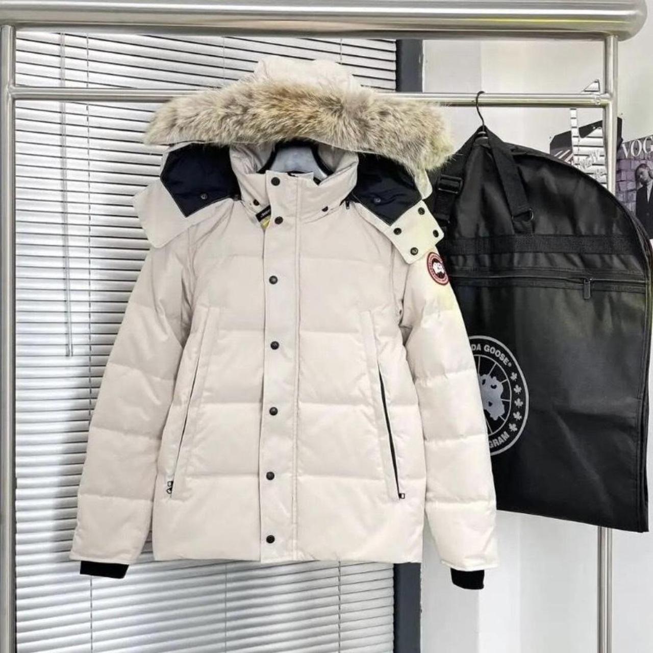 Beige/White Canada Goose Wyndham Jacket Size... - Depop