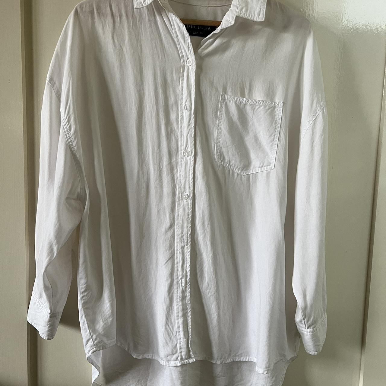 Decjuba oversized white shirt size xs/s #decubja... - Depop