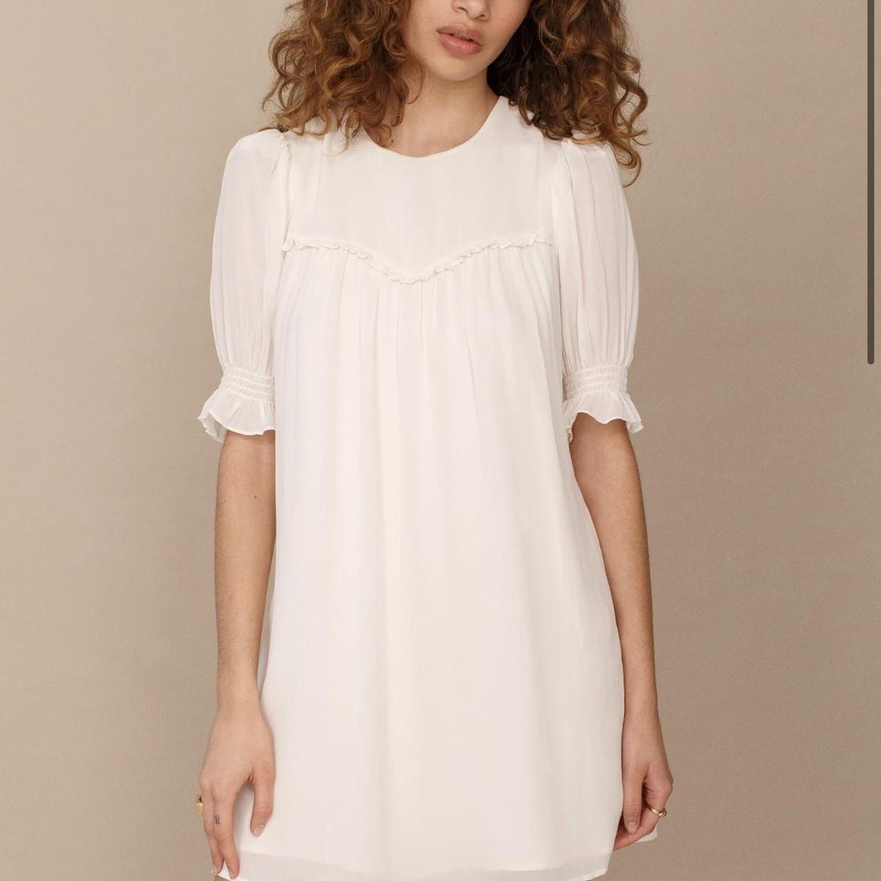 Reformation Conrad babydoll dress in white/cream.... Depop