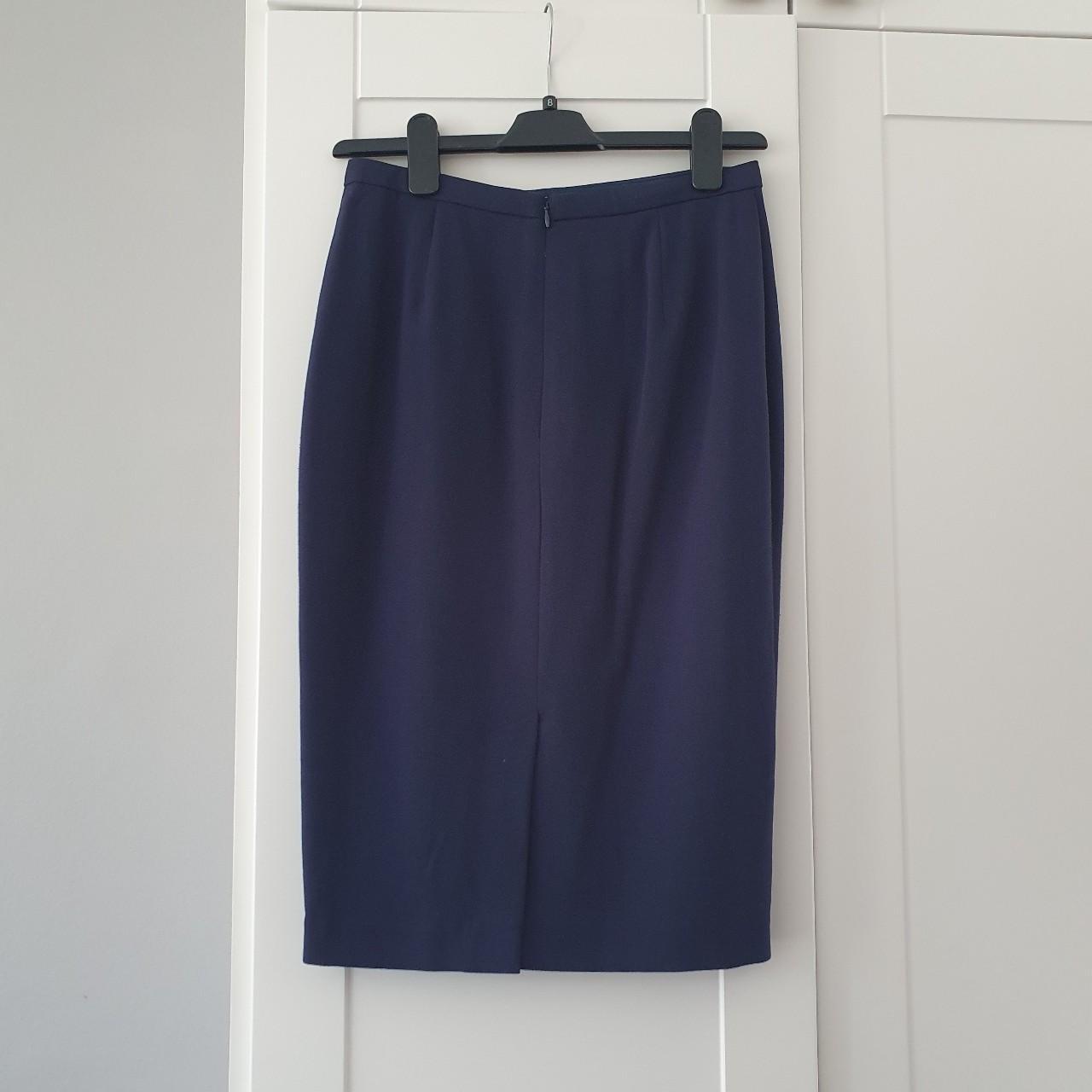 Navy blue pencil suit skirt. Size 8. Lands around... - Depop