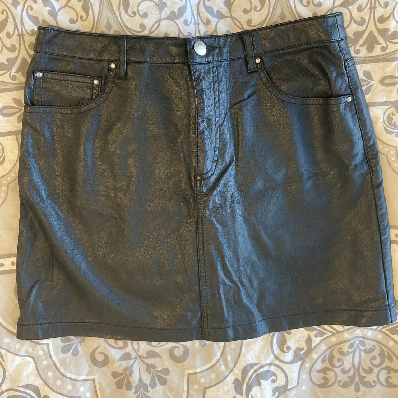 Black leather mini skirt Brand Cotton On Size Depop