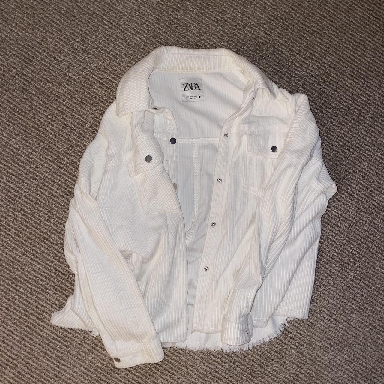 Zara White corduroy jacket oversized Good... Depop