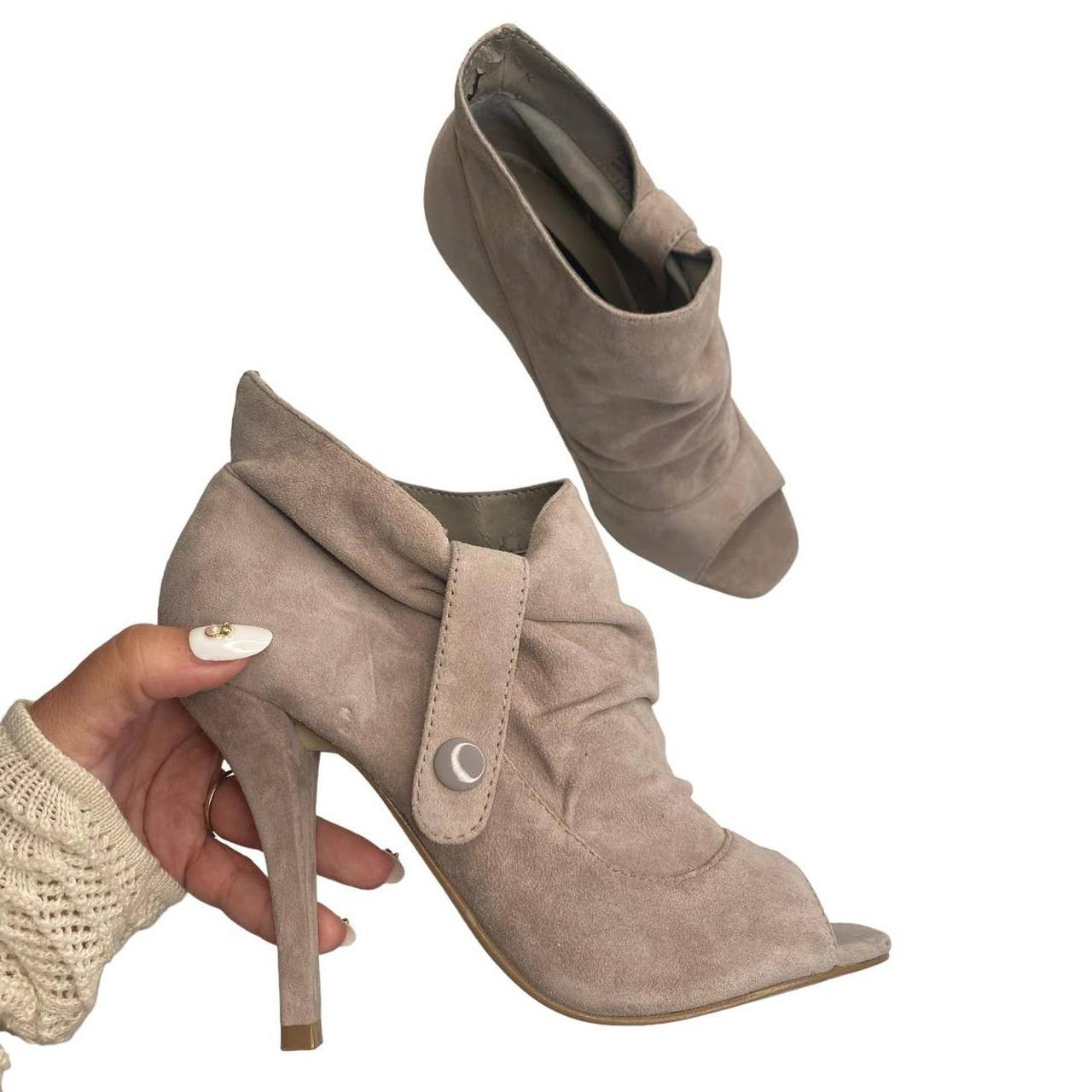 Taupe peep toe sales booties