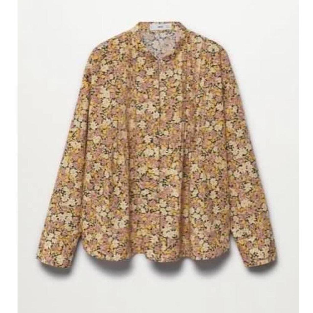 Mango Women's Blouse - Black - 4 – MNG (Mango) Diana floral button-down blouse. Excellent …