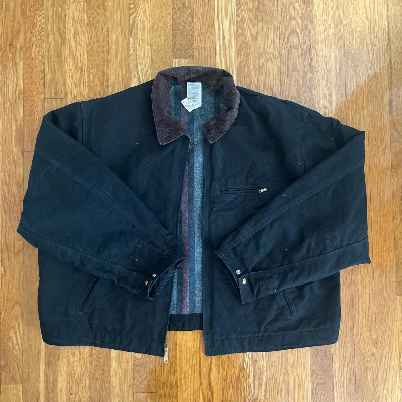 black carhartt detroit jacket model: J01 BLK brown... - Depop