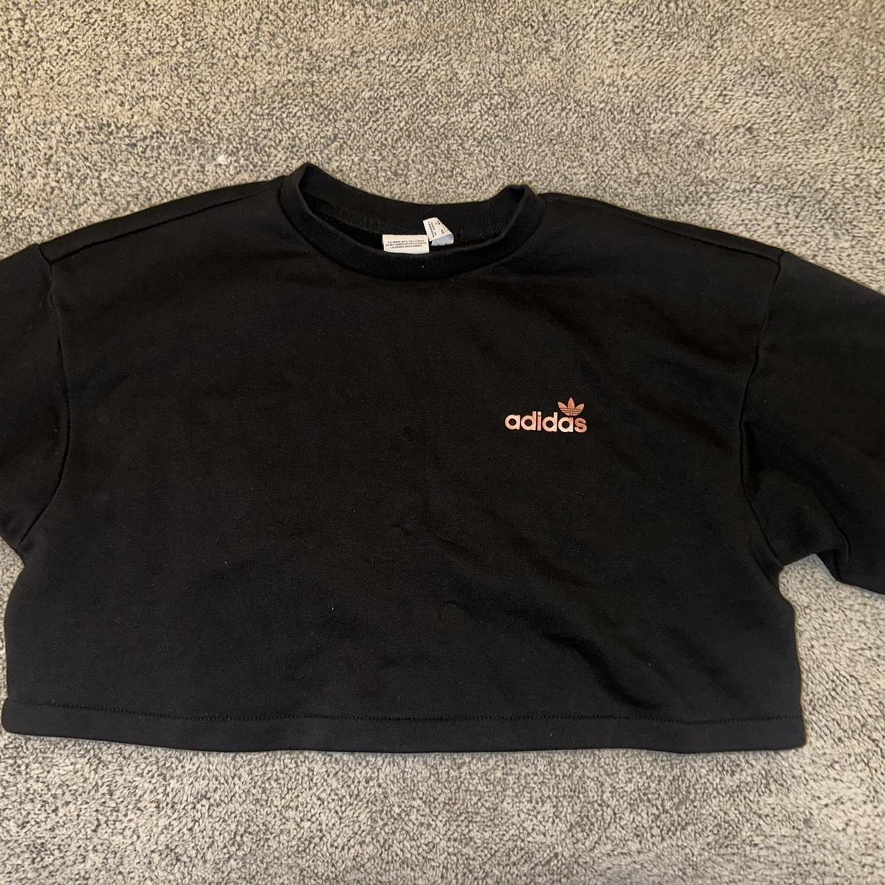Adidas cropped sweatshirt with rose gold writing Depop