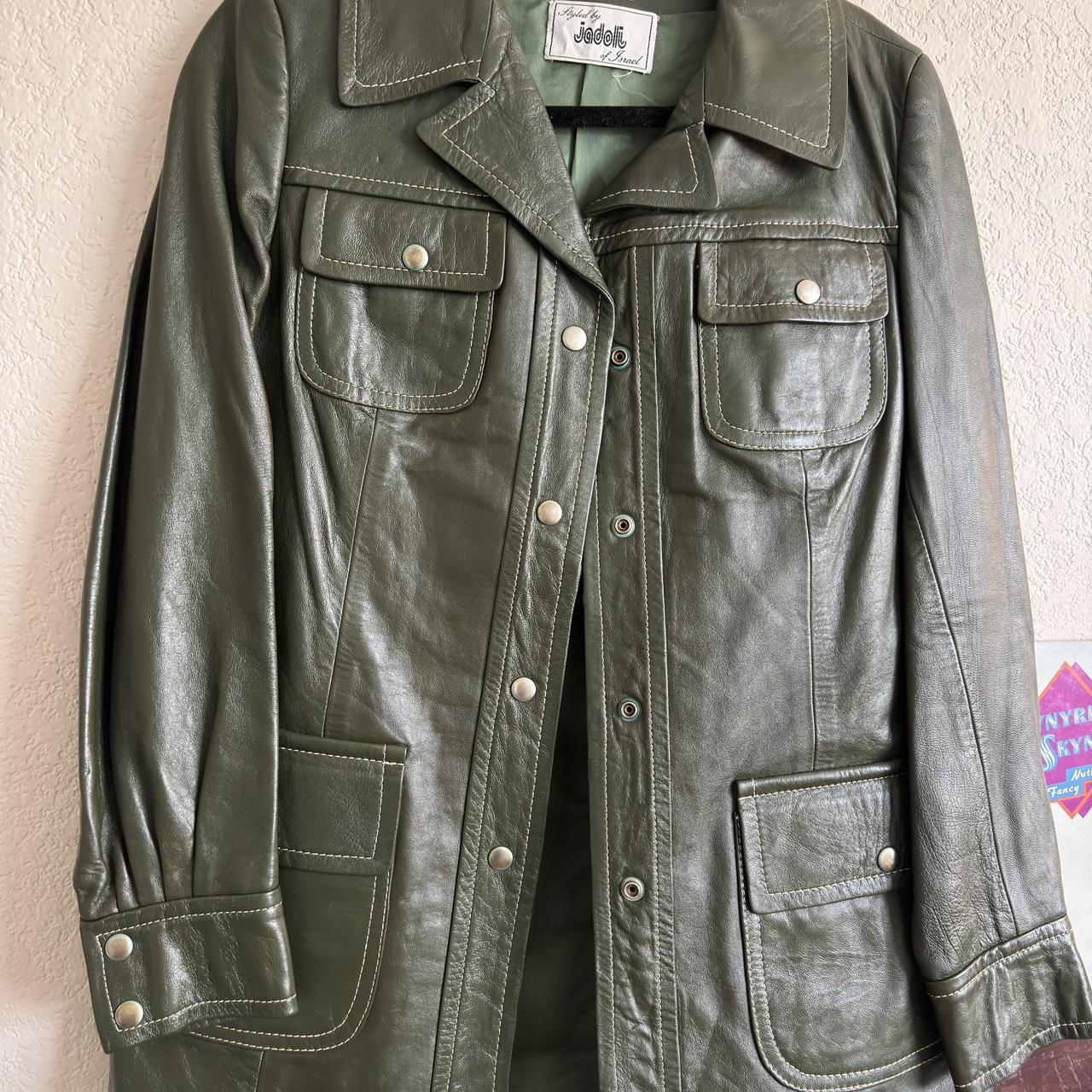 Vintage Dark Green Genuine Leather Jacket