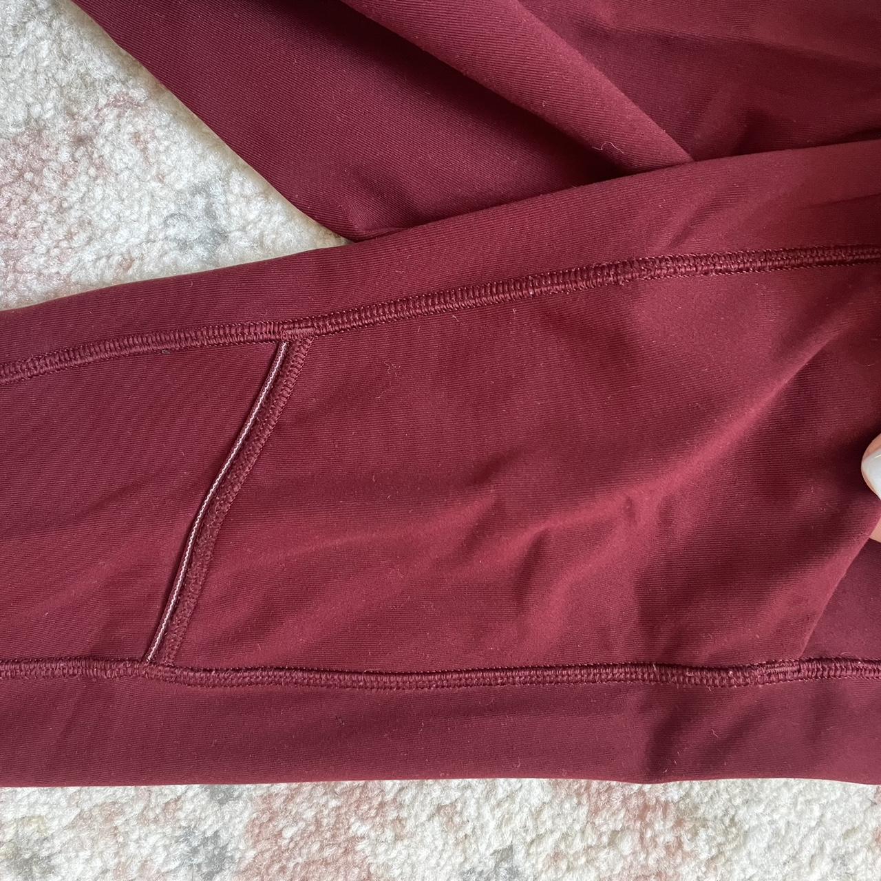 red lululemon leggings with pockets- size 2 no - Depop