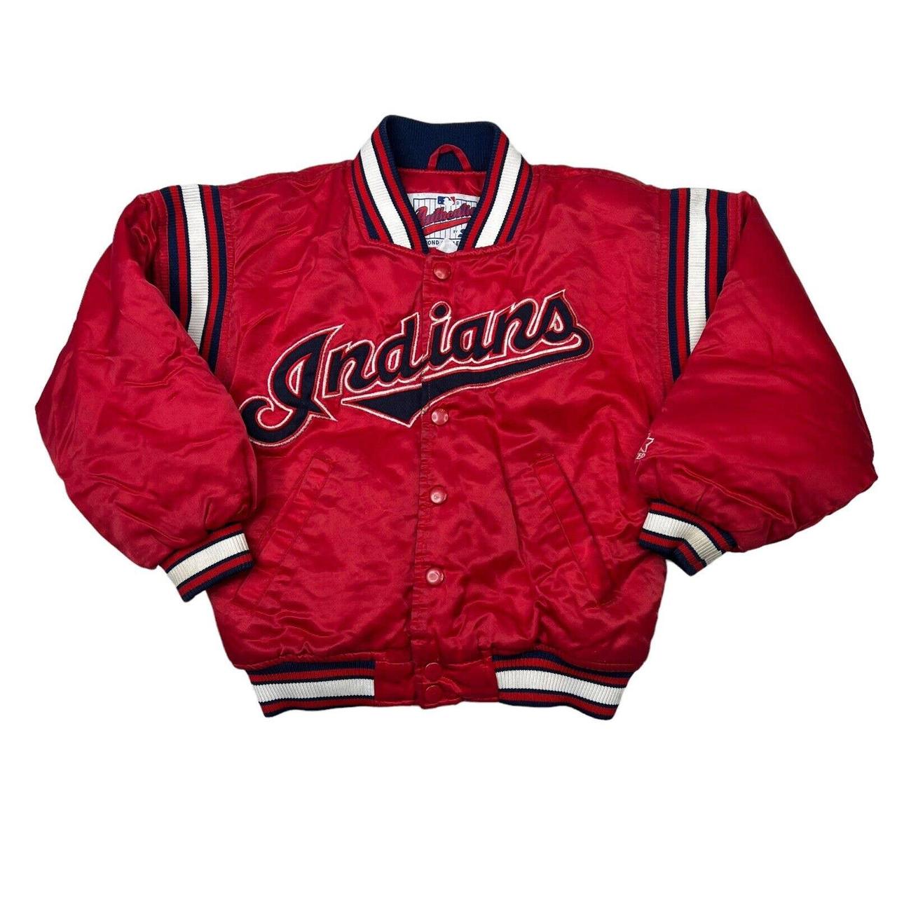 Vintage Cleveland Indians Starter Jacket Medium MLB Diamond Collection  Satin Red