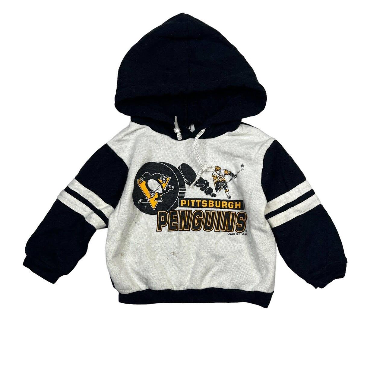 Vintage Pittsburgh Penguins Hoodie Black Pullover Sweatshirt 