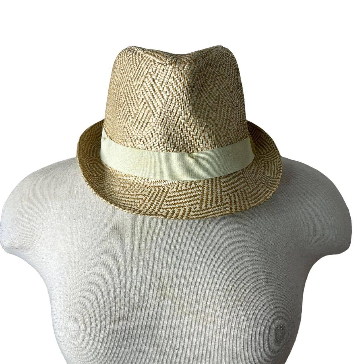 BCBGMAXAZRIA Poly Straw Fedora Trilby Hat Summer Depop