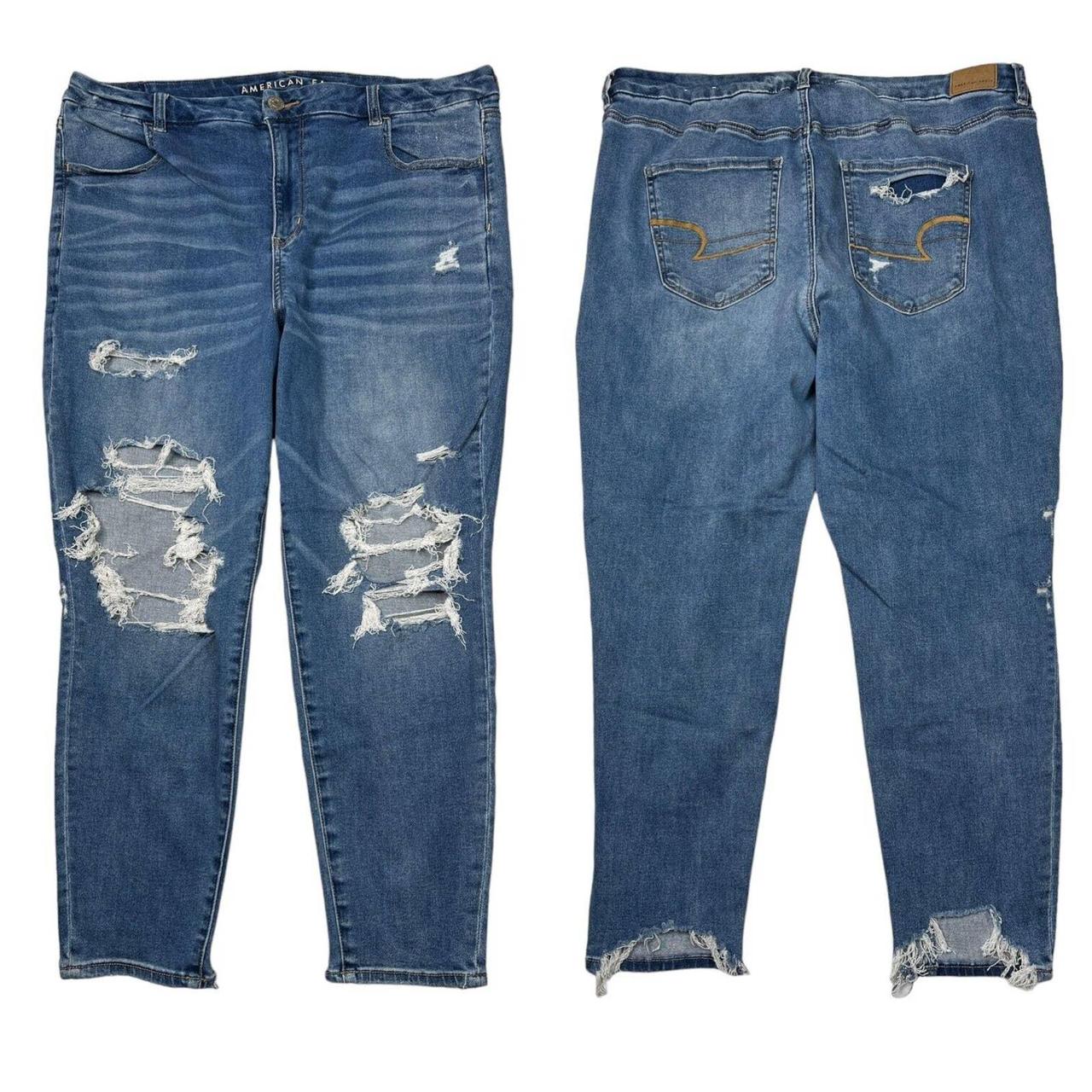 American Eagle ripped skinny jeans. medium wash - Depop
