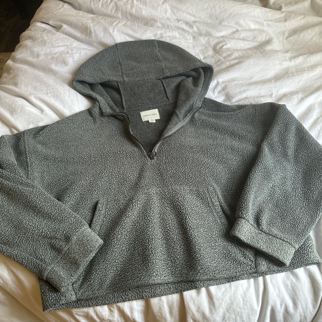 super soft grey AE hoodie half zip! cropped &... - Depop