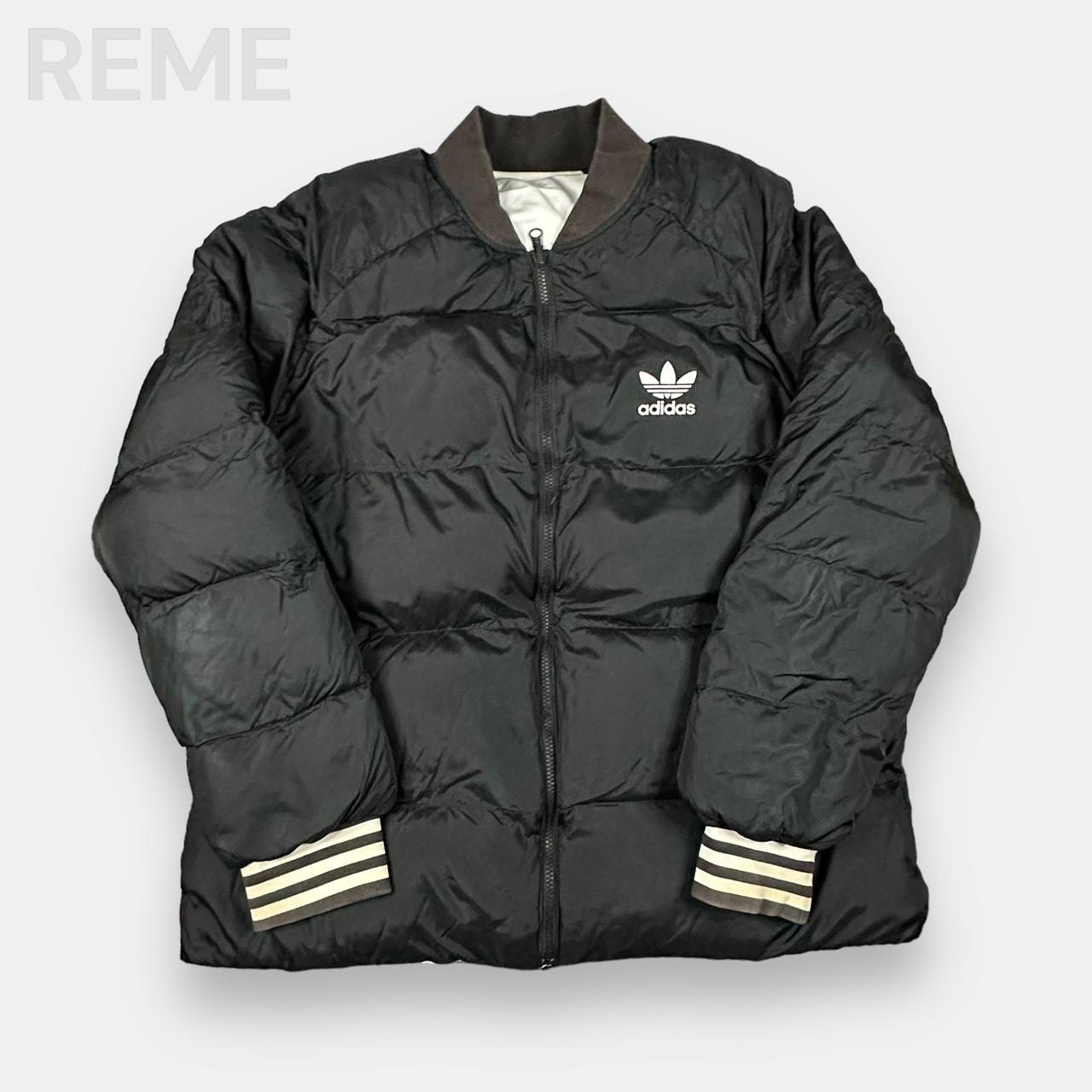 Adidas vintage black and white reverse 2 in 1 puffer... - Depop