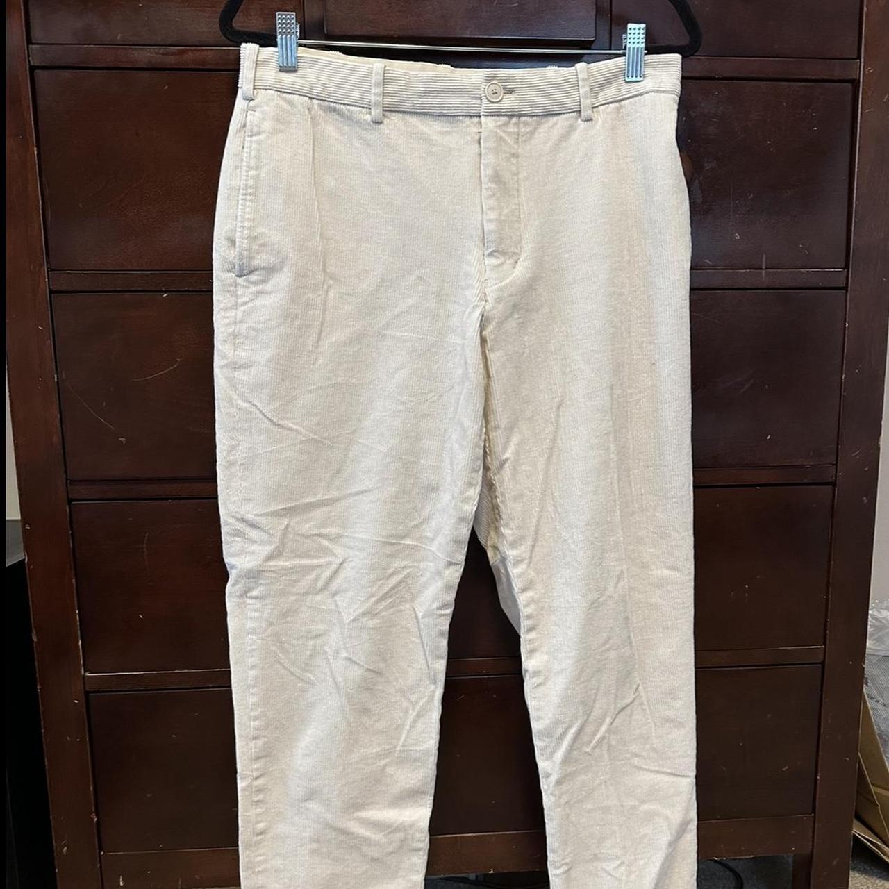 Cream Uniqlo Corduroy Smart pants. Pants come to... Depop