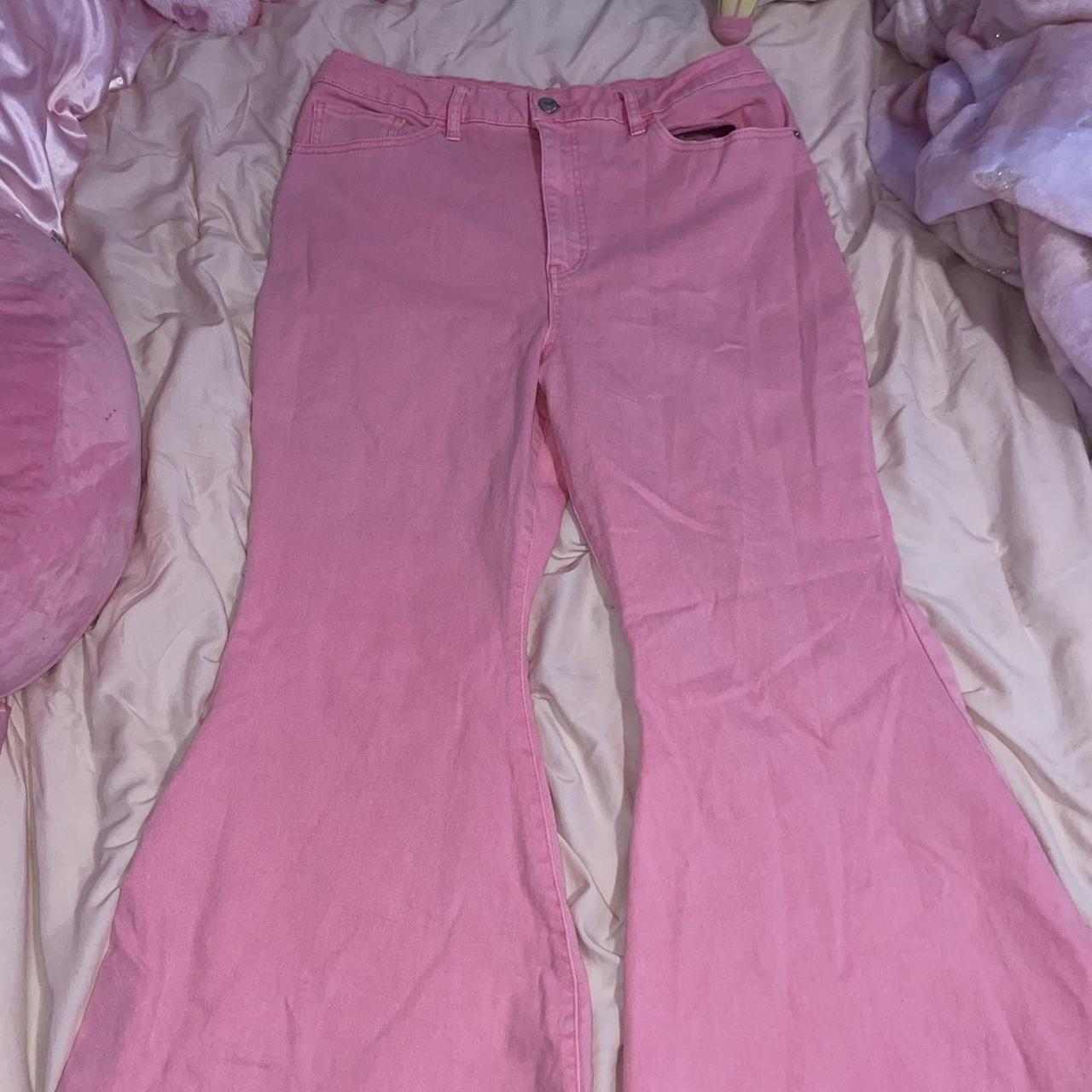 Bubblegum pink extreme flare jeans wild fable size... - Depop