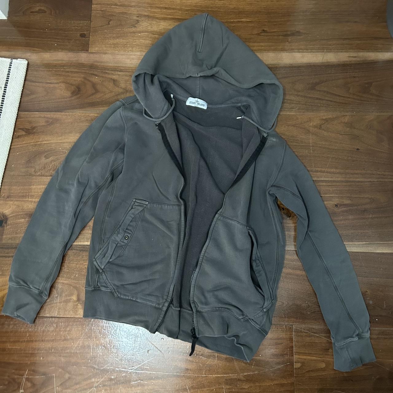 Men’s grey stone island zip up hoodie for sale! 🐺... - Depop