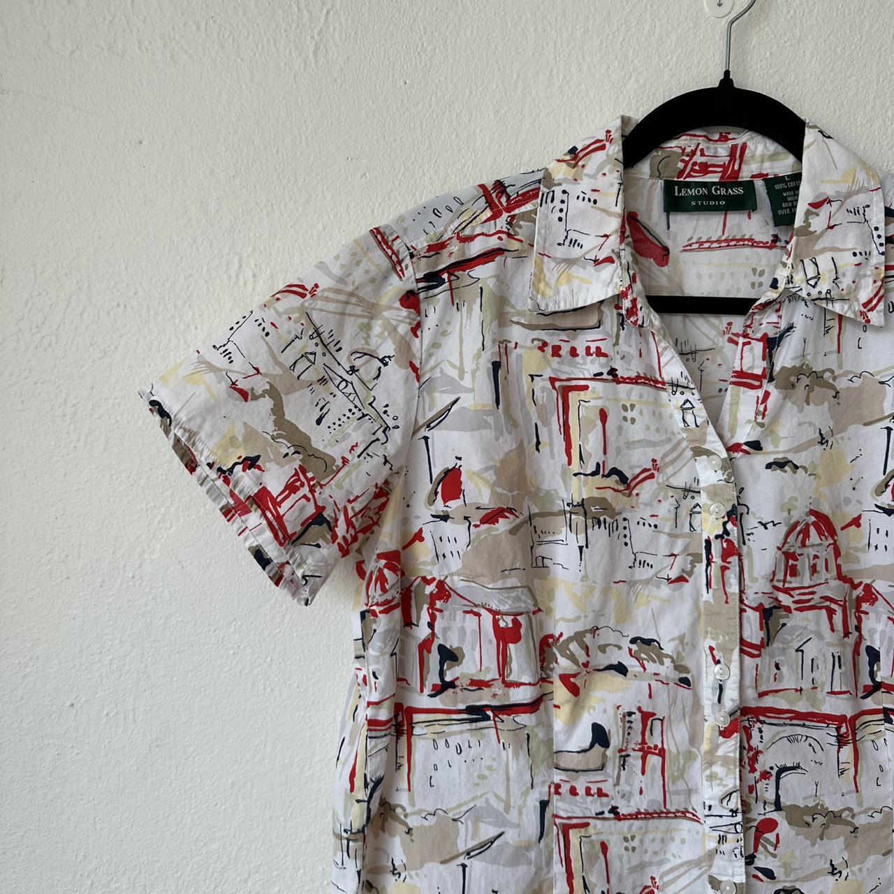 Women's Blouse - White/Multi - L – Patterned Summ… - image 2