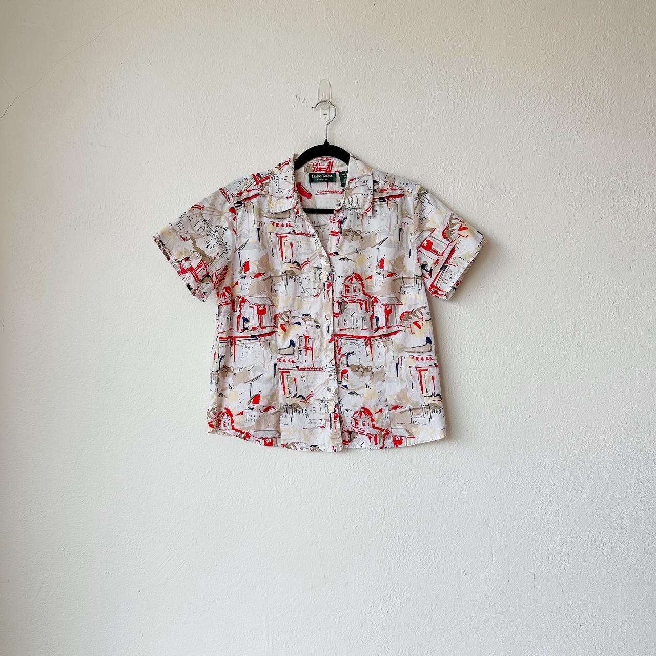 Women's Blouse - White/Multi - L – Patterned Summ… - image 1