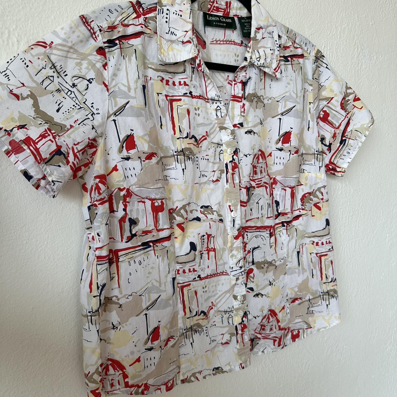 Women's Blouse - White/Multi - L – Patterned Summ… - image 5