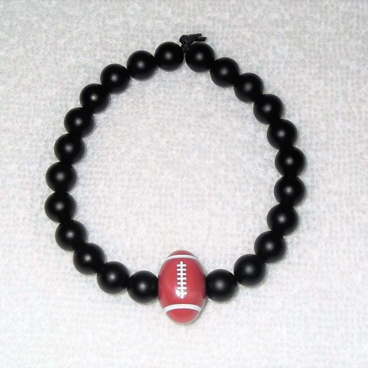 Football Sports Teams Bead Bracelet Stretch Jewelry... - Depop