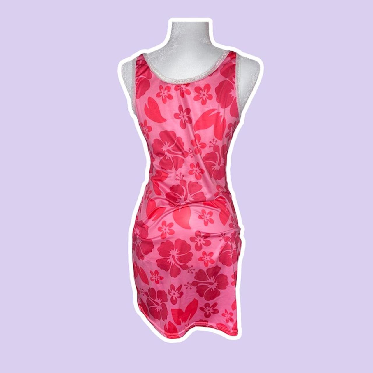 Women's Pink and White Dress Depop