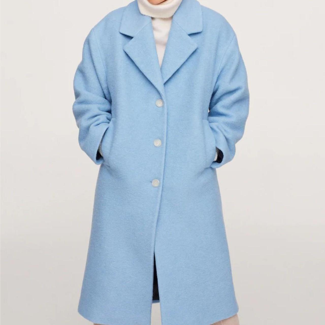 Mango blue oversized wool coat Color is more like... - Depop
