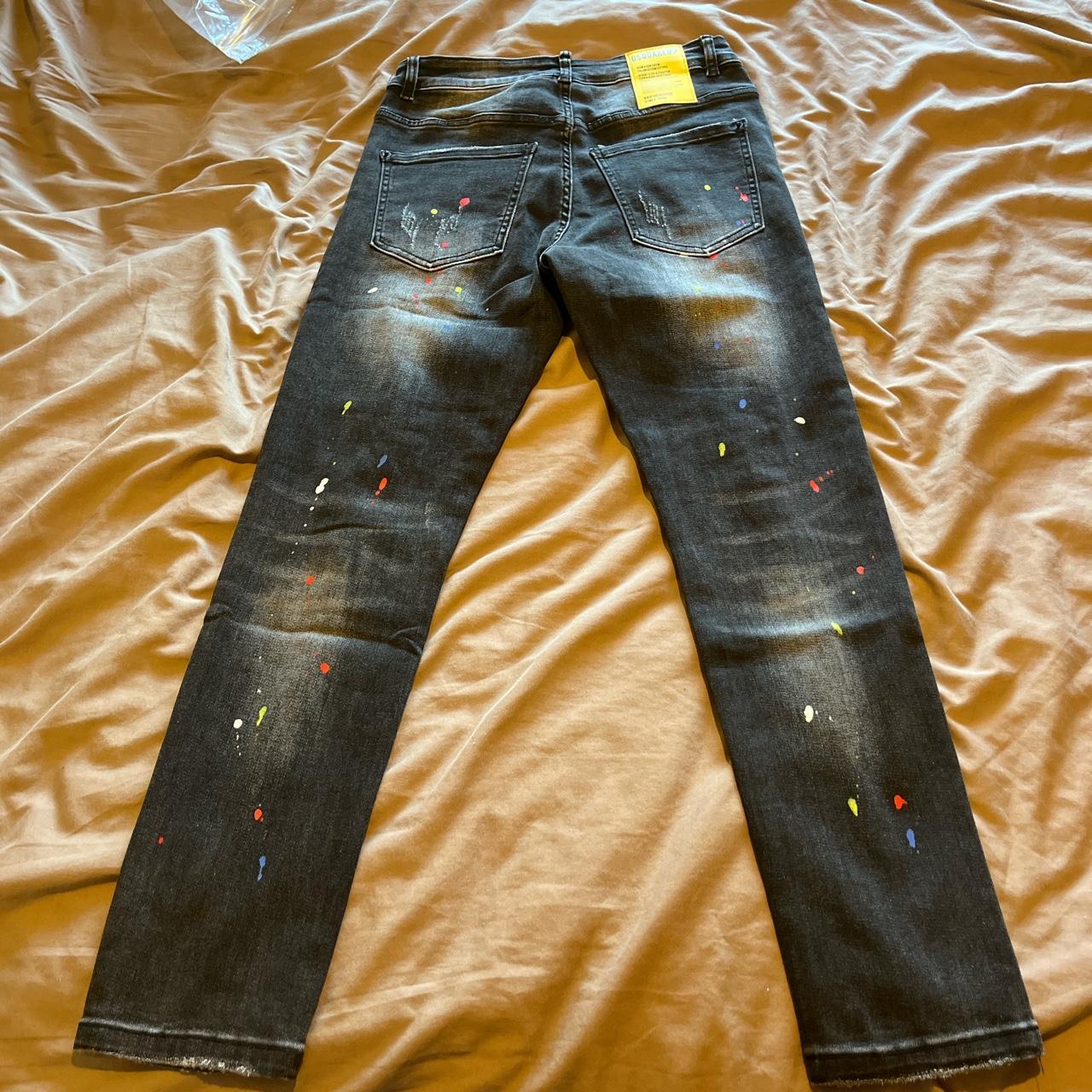 Dsquared black skinny jeans with paint splatter I’ve... Depop