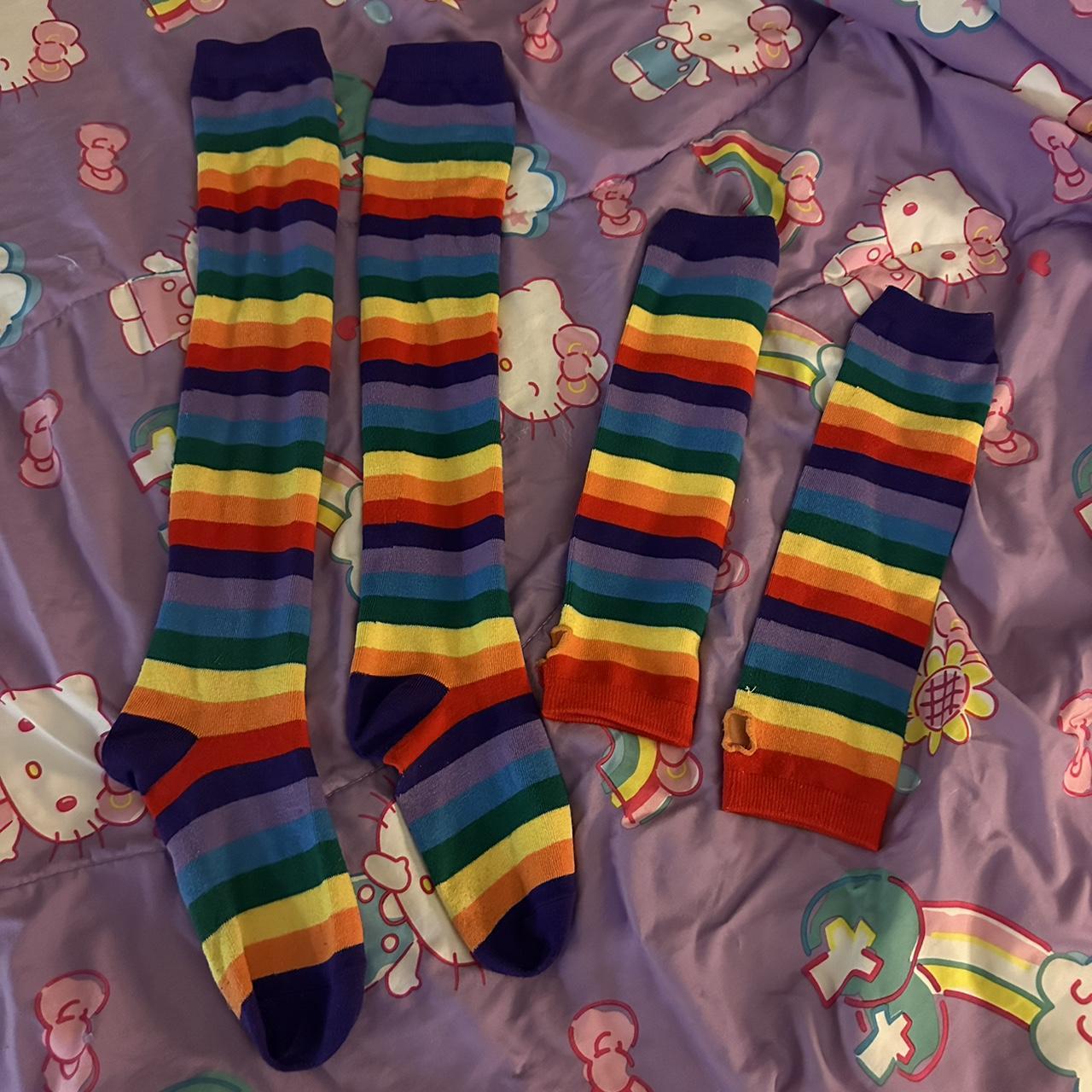 kidcore socks and finger gloves! 🌈 ️worn once... Depop