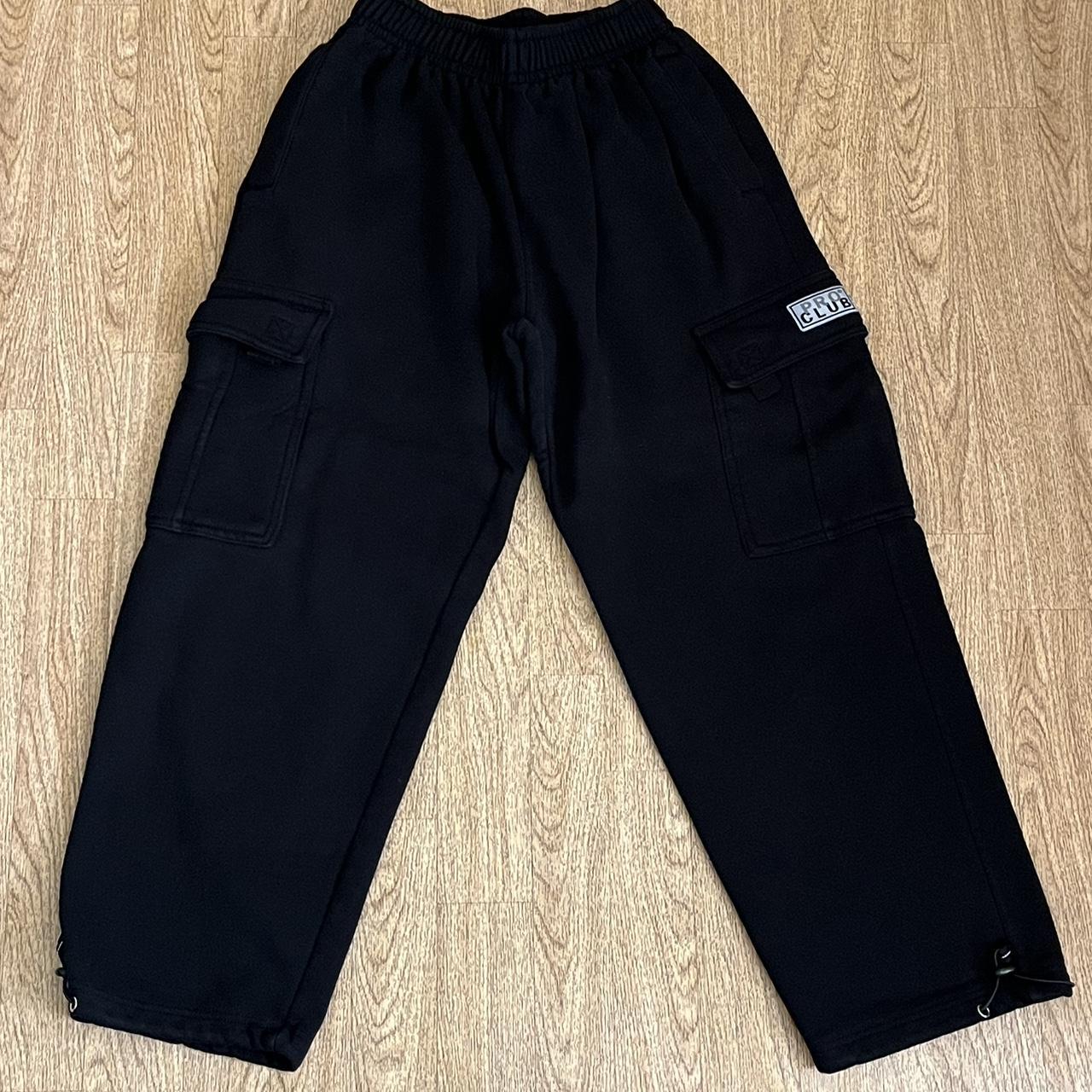 PRO CLUB FLEECE CARGO PANTS SIZE: M GOOD CONDITION... - Depop