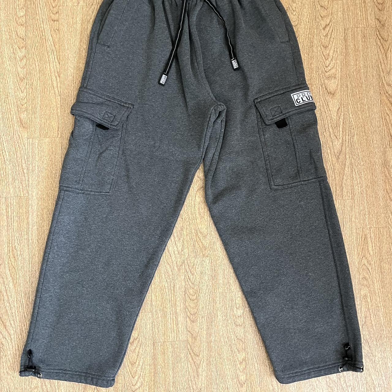 PRO CLUB FLEECE CARGO PANTS SIZE: M GOOD CONDITION... - Depop