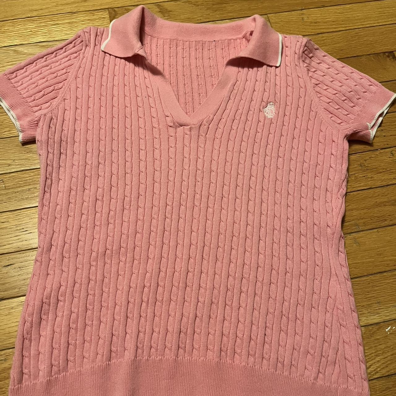 Polo Ralph Lauren Women's Pink and White Polo-shirts | Depop