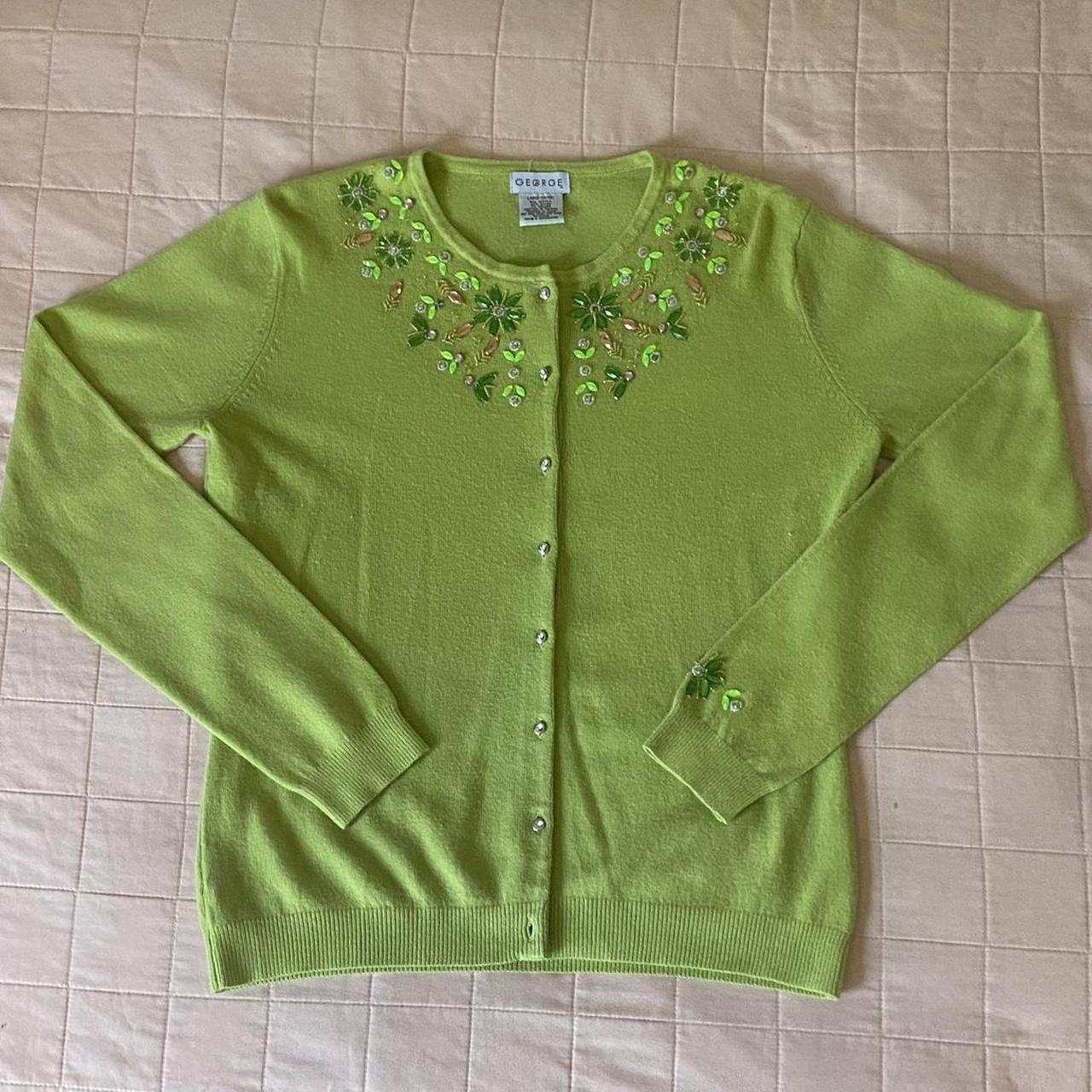 green beaded cartigan/sweater • grand: george •... - Depop